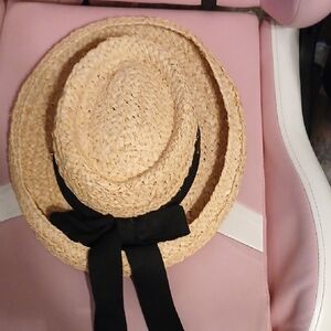 Scala Women's Straw Hat with Black Ribbon